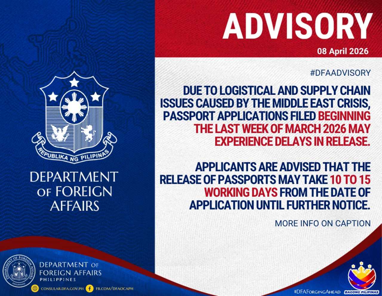 Delay Release New Passports Middle East Crisis DFA